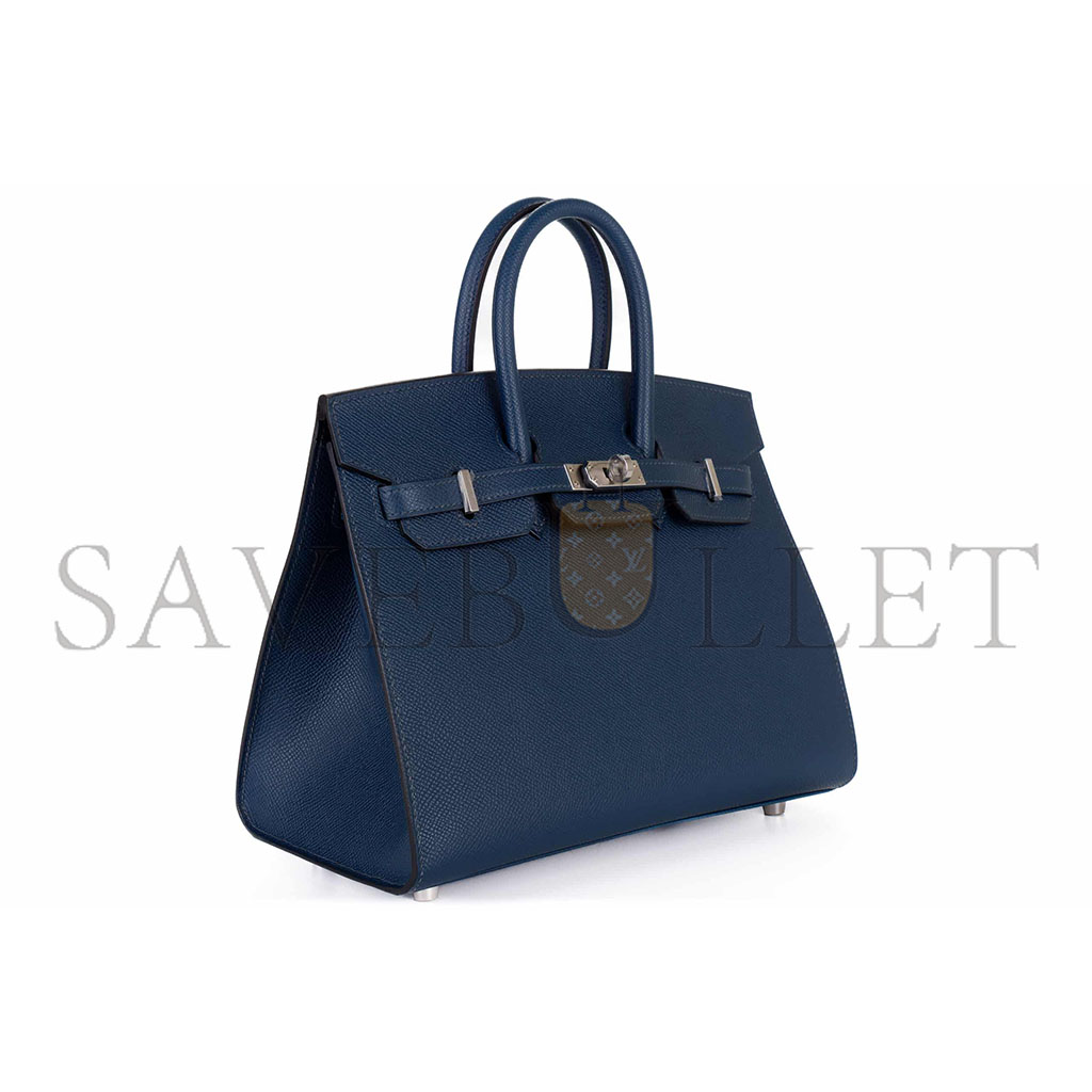 HERMES BIRKIN 25 EPSOM LEATHER ROYAL BLUE SILVER BUCKLE BAG 1274381 (25*20*13cm)